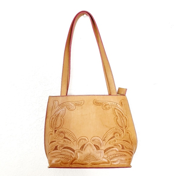 tickle Handbags - Tickle Floral Tooled Bovine Leather Shoulder Bag